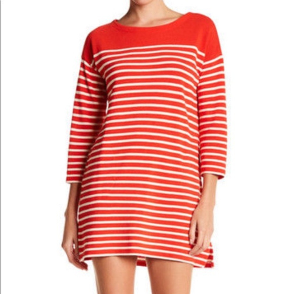 Jcrew red and white striped tunic